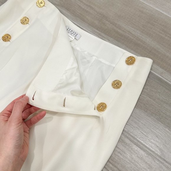 Edward Achour Paris Embellished-Button Bootcut Sailor Trousers E47 Ivory/White - Picture 4 of 16
